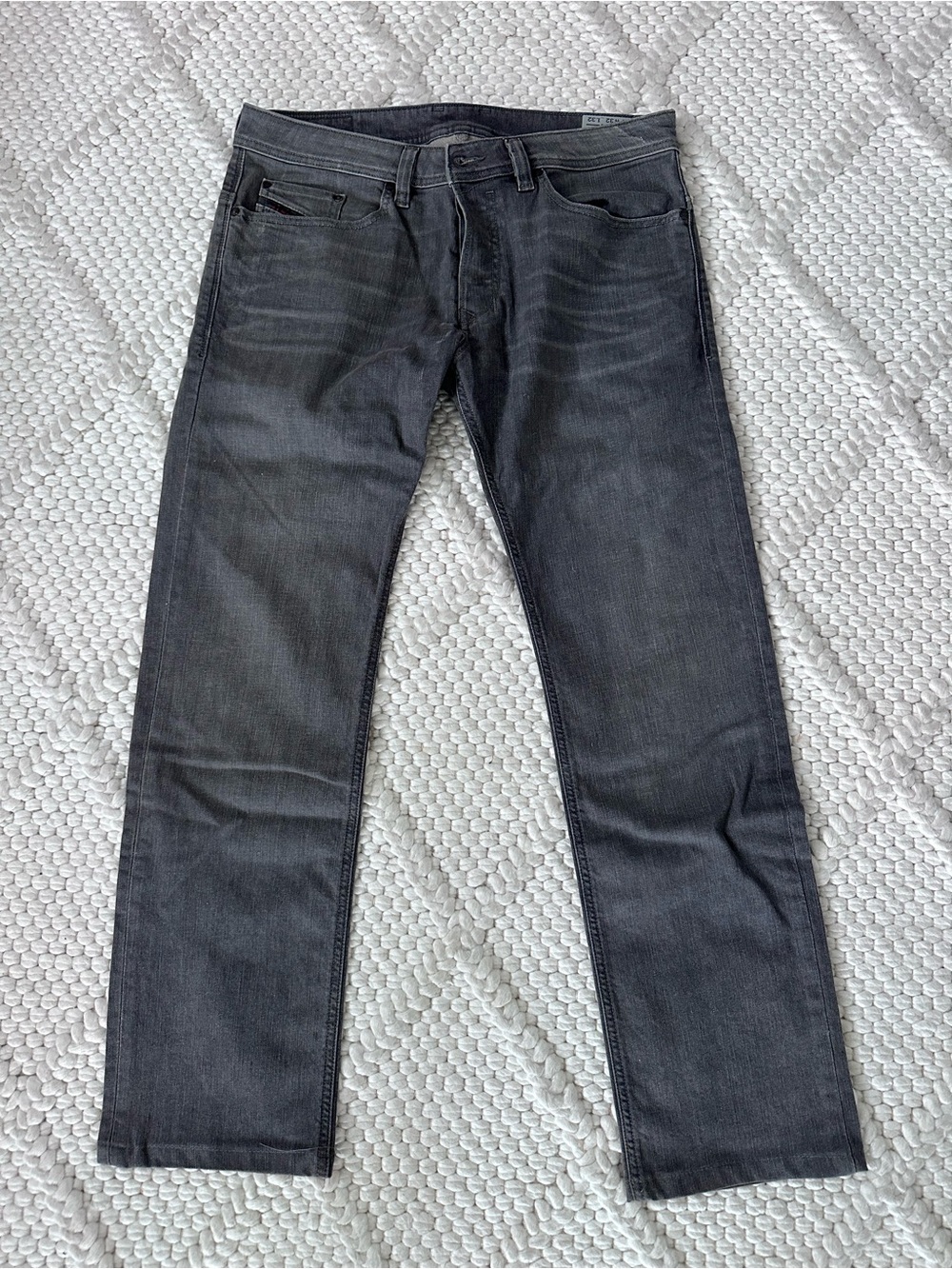 Diesel Men's Charcoal Straight Jeans